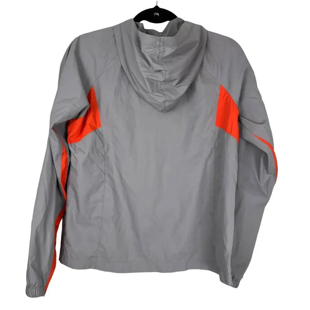 Old Navy Kid’s Sz: M Full Zip Hooded Windbreaker Jacket Grey Orange Perfect Fit